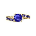 Tapered Pave Bypass Blue Sapphire Engagement Ring (0.74 CTW) Top Flat View