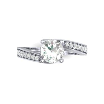Tapered Pave Bypass Diamond Engagement Ring (0.74 CTW) Top Flat View