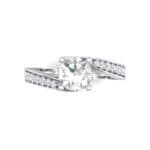 Tapered Pave Bypass Crystal Engagement Ring (0.74 CTW) Top Flat View