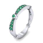 Milgrain Pave and Bezel Emerald Ring (0.21 CTW) Perspective View