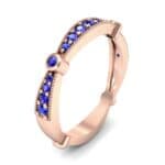 Milgrain Pave and Bezel Blue Sapphire Ring (0.21 CTW) Perspective View