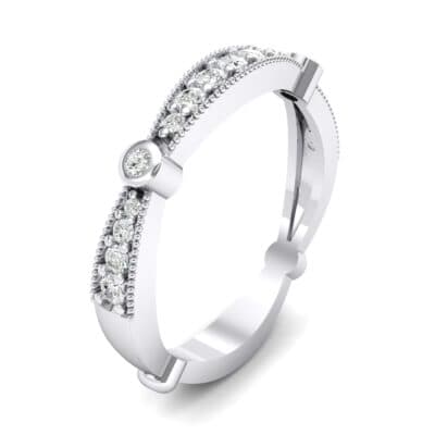 Milgrain Pave and Bezel Crystal Ring (0.21 CTW) Perspective View