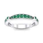 Milgrain Pave and Bezel Emerald Ring (0.21 CTW) Top Dynamic View
