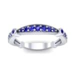 Milgrain Pave and Bezel Blue Sapphire Ring (0.21 CTW) Top Dynamic View