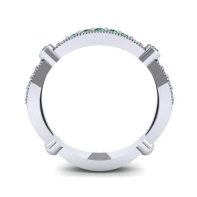 Milgrain Pave and Bezel Emerald Ring (0.21 CTW) Side View