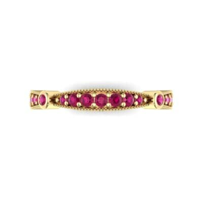 Milgrain Pave and Bezel Ruby Ring (0.21 CTW) Top Flat View