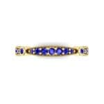 Milgrain Pave and Bezel Blue Sapphire Ring (0.21 CTW) Top Flat View