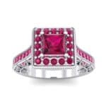 Square Halo Palazzo Ruby Engagement Ring (1.15 CTW) Top Dynamic View