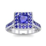 Square Halo Palazzo Blue Sapphire Engagement Ring (1.15 CTW) Top Dynamic View