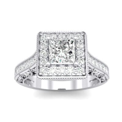 Square Halo Palazzo Crystal Engagement Ring (1.15 CTW) Top Dynamic View