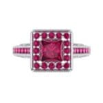 Square Halo Palazzo Ruby Engagement Ring (1.15 CTW) Top Flat View