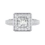 Square Halo Palazzo Crystal Engagement Ring (1.15 CTW) Top Flat View