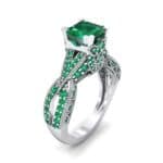 Beaded Palazzo Solitaire Emerald Engagement Ring (2.1 CTW) Perspective View