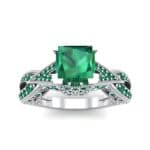 Beaded Palazzo Solitaire Emerald Engagement Ring (2.1 CTW) Top Dynamic View