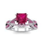 Beaded Palazzo Solitaire Ruby Engagement Ring (2.1 CTW) Top Dynamic View