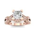 Beaded Palazzo Solitaire Diamond Engagement Ring (2.1 CTW) Top Dynamic View