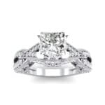 Beaded Palazzo Solitaire Crystal Engagement Ring (2.1 CTW) Top Dynamic View