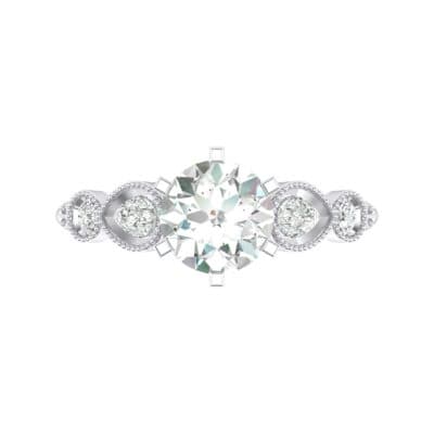 Amour Milgrain Solitaire Crystal Engagement Ring (1.48 CTW) Top Flat View