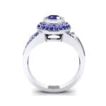 Victoria Bezel-Set Halo Blue Sapphire Engagement Ring (3.67 CTW) Side View