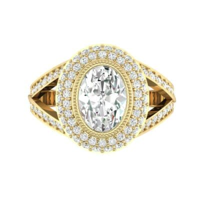 Victoria Bezel-Set Halo Diamond Engagement Ring (3.67 CTW) Top Flat View