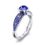 Countess Split Shank Solitaire Blue Sapphire Engagement Ring (1.03 CTW) Perspective View