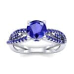 Countess Split Shank Solitaire Blue Sapphire Engagement Ring (1.03 CTW) Top Dynamic View