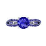 Countess Split Shank Solitaire Blue Sapphire Engagement Ring (1.03 CTW) Top Flat View