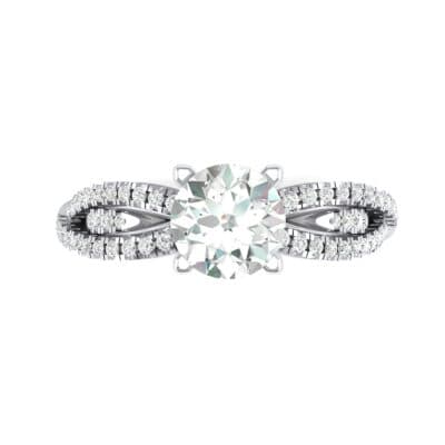 Countess Split Shank Solitaire Crystal Engagement Ring (1.03 CTW) Top Flat View