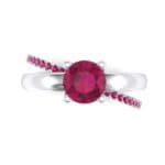 Galaxy Solitaire Ruby Engagement Ring (0.86 CTW) Top Flat View