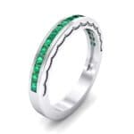 Channel-Set Demilune Emerald Ring (0.48 CTW) Perspective View
