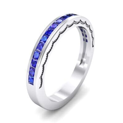 Channel-Set Demilune Blue Sapphire Ring (0.48 CTW) Perspective View
