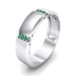 Demilune Sunken Pave Emerald Ring (0.05 CTW) Perspective View