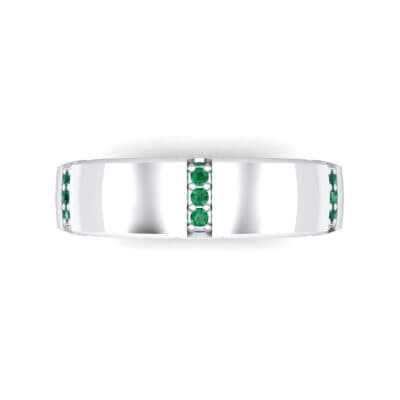 Demilune Sunken Pave Emerald Ring (0.05 CTW) Top Flat View