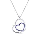 Nested Heart Blue Sapphire Pendant (0.19 CTW) Top Dynamic View