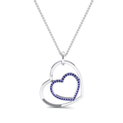 Nested Heart Blue Sapphire Pendant (0.19 CTW) Top Dynamic View