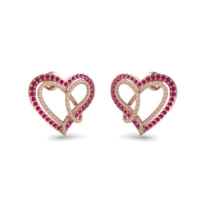 Lasso Heart Ruby Earrings (0.36 CTW) Perspective View