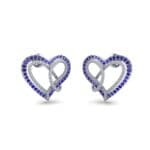 Lasso Heart Blue Sapphire Earrings (0.36 CTW) Perspective View