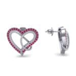 Lasso Heart Ruby Earrings (0.36 CTW) Top Dynamic View
