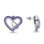 Lasso Heart Blue Sapphire Earrings (0.36 CTW) Top Dynamic View