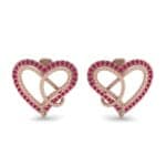 Lasso Heart Ruby Earrings (0.36 CTW) Side View