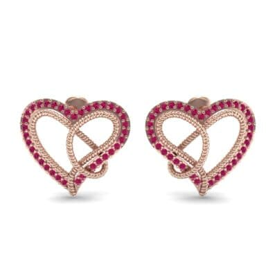 Lasso Heart Ruby Earrings (0.36 CTW) Side View
