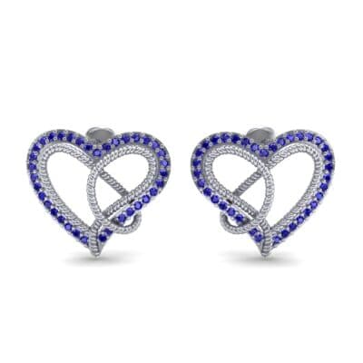 Lasso Heart Blue Sapphire Earrings (0.36 CTW) Side View