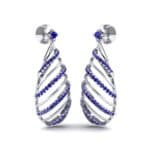 Banded Pear Drop Blue Sapphire Earrings (0.57 CTW) Perspective View