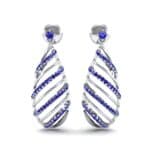 Banded Pear Drop Blue Sapphire Earrings (0.57 CTW) Side View