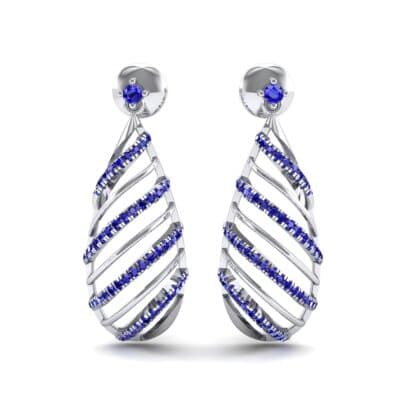 Banded Pear Drop Blue Sapphire Earrings (0.57 CTW) Side View