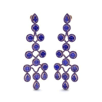 Halo Cascade Blue Sapphire Earrings (8.35 CTW) Perspective View