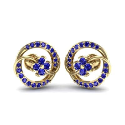 Flower Drum Blue Sapphire Earrings (0.32 CTW) Perspective View
