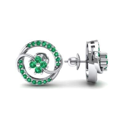 Flower Drum Emerald Earrings (0.32 CTW) Top Dynamic View