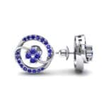 Flower Drum Blue Sapphire Earrings (0.32 CTW) Top Dynamic View