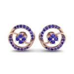 Flower Drum Blue Sapphire Earrings (0.32 CTW) Side View